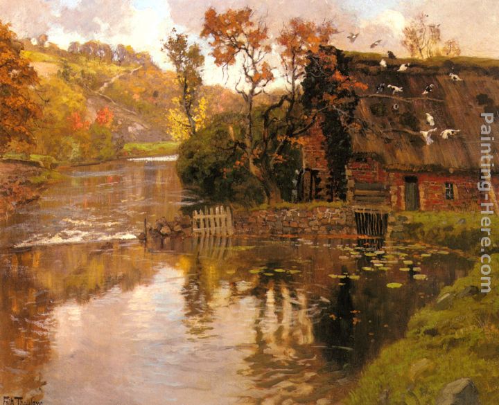 Cottage By A Stream painting - Fritz Thaulow Cottage By A Stream art painting